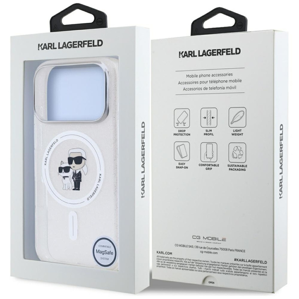 Etui Karl Lagerfeld IML Karl Choupette   Glitter MagSafe do iPhone 17 Pro Max przezroczysty