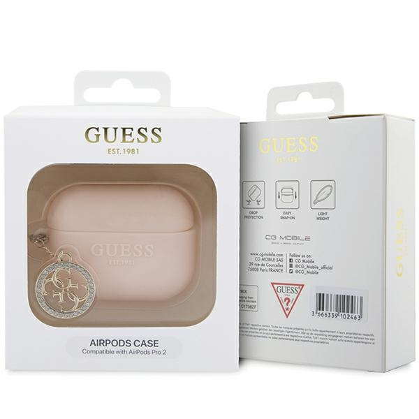 Guess GUAP23DSLGHDP AirPods Pro 2(2022/2023) cover różowy/pink 3D Rubber 4G Diamond Charm