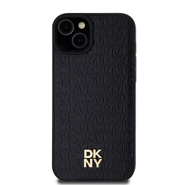 DKNY DKHMP15MPSHRPSK iPhone 15 Plus /14 Plus 6.7" czarny/black hardcase Leather Monogram Pattern Metal Logo MagSafe