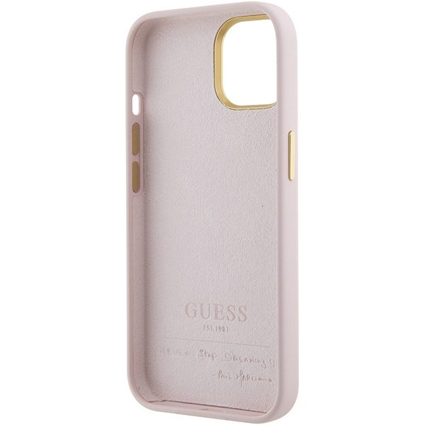 Guess GUHCP15SSMBSLP iPhone 15 / 14 / 13 6.1" różowy/pink hardcase Silicone Script Metal Logo & Frame