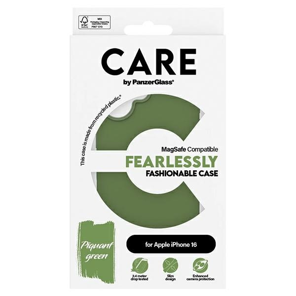 CARE by PanzerGlass Fashion Case iPhone 16 6.1" zielony/green MagSafe 1385