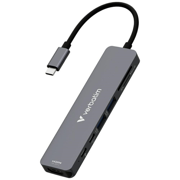 Adapter Hub Verbatim HDMI/USB-C          3.2/USB-C/2xUSB-A 3.2/SD/microSD aluminiowy 32158
