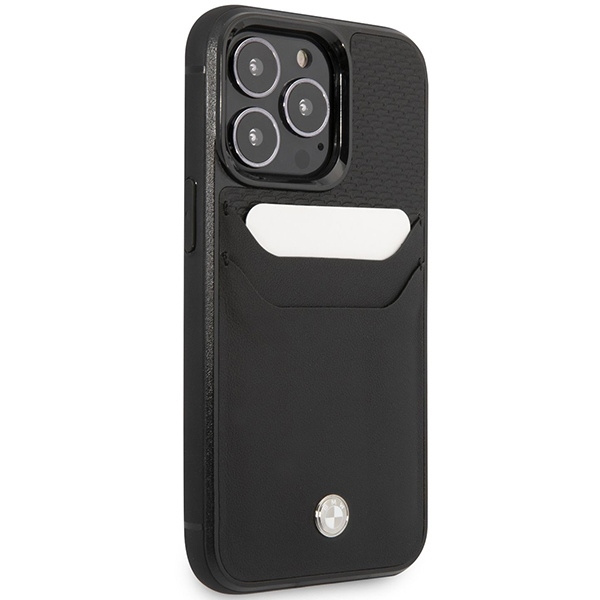 Etui BMW Leather Card Slot na iPhone 14 Pro Max - czarne