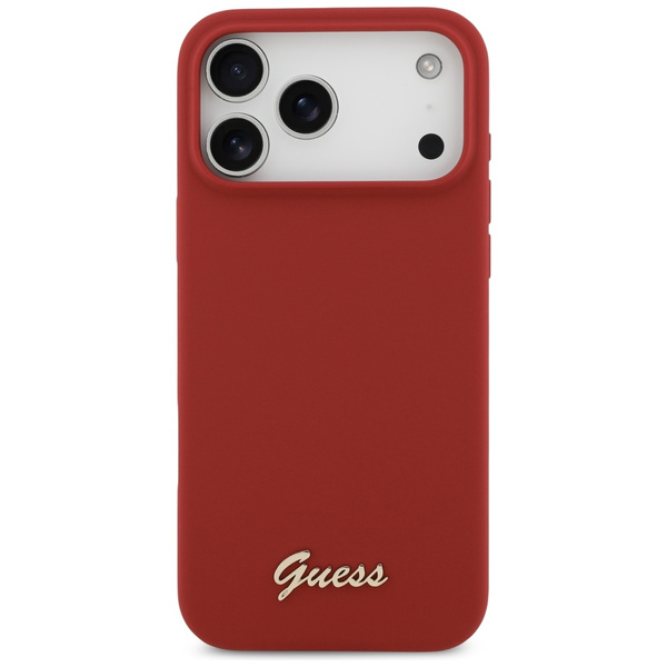 Etui Guess Silicone Script Metal Logo    MagSafe do iPhone 17 Pro Max magenta