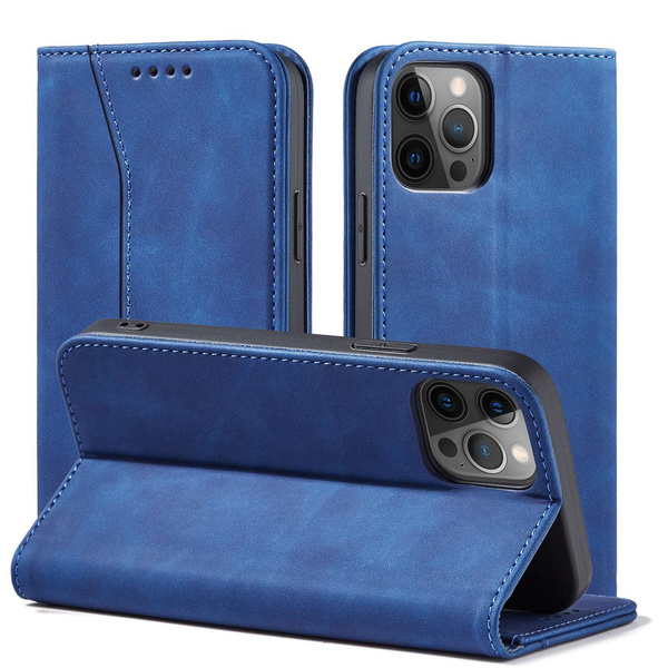MAGNET FANCY CASE CASE FOR IPHONE 12 PRO MAX POUCH CARD WALLET CARD STAND BLUE
