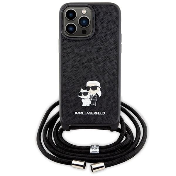 Etui Karl Lagerfeld Crossbody Saffiano Metal Pin Karl&Choupette na iPhone 14 Pro Max - czarne