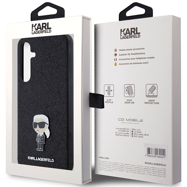 KARL LAGERFELD KLHCSA35GKNPSK A35 A356 BLACK/BLACK HARDCASE FIXED GLITTER IKONIK LOGO METAL PIN