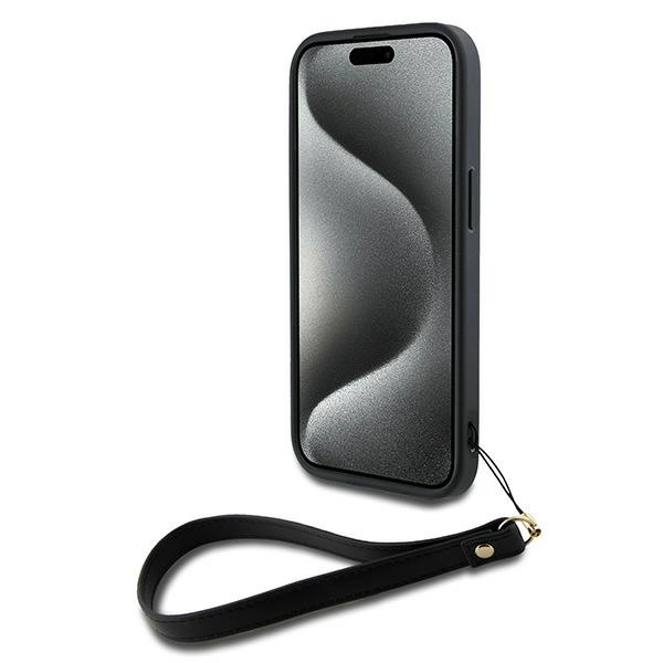 DKNY DKHCP15MPBSWSK iPhone 15 Plus6.7" czarny/black hardcase Wrist Strap Stock Logo