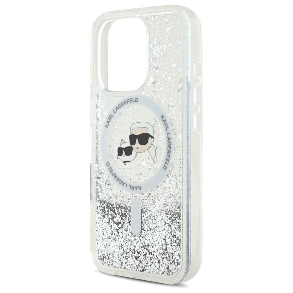 Karl Lagerfeld KLHMP16LLGKCSGH iPhone 16 Pro 6.3" hardcase transparent Liquid Glitter Karl&Choupette Head Magsafe