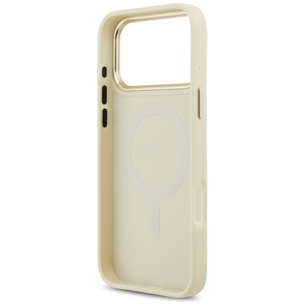 Etui Guess Peony Hot Stamp MagSafe do    iPhone 17 Pro Max beżowy