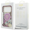 Etui Guess IML Glitter Flowers Triangle  MagSafe do iPhone 17 Pro Max fioletowy