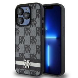 DKNY DKHCP15XPCPTSSK iPhone 15 Pro Max6.7" czarny/black hardcase Leather Checkered Mono Pattern & Printed Stripes