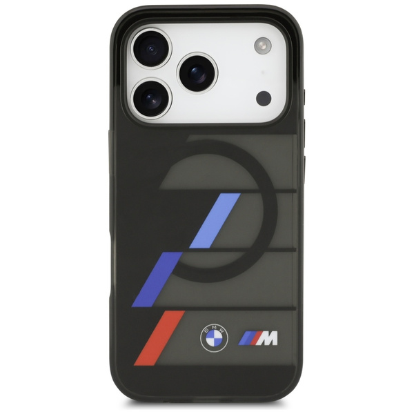 Etui BMW M IML Metal Buttons Tricolor    Lines MagSafe do iPhone 17 Pro Max czarny