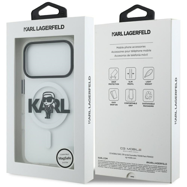 Etui Karl Lagerfeld IML Karl Sketch Logo MagSafe do iPhone 17 Pro przezroczysty