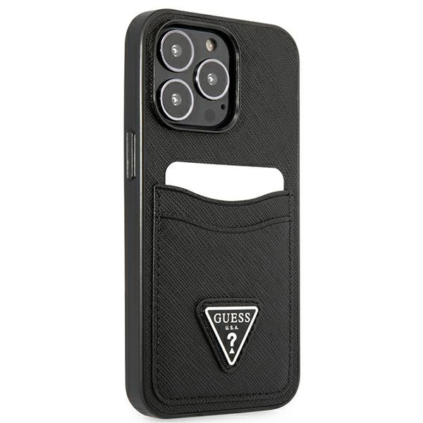 Guess GUHCP13LPSATPK iPhone 13 Pro / 136,1" czarny/black hardcase SaffianoTriangle Logo Cardslot