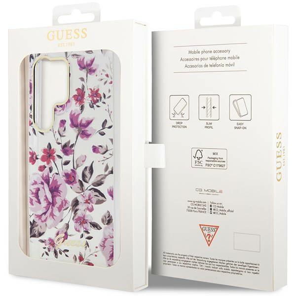 Guess GUHCS23LHCFWST S23 Ultra S918 biały/white hardcase Flower Collection