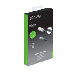 CELLY USB CABLE - MICRO USB - NYLON SILVER