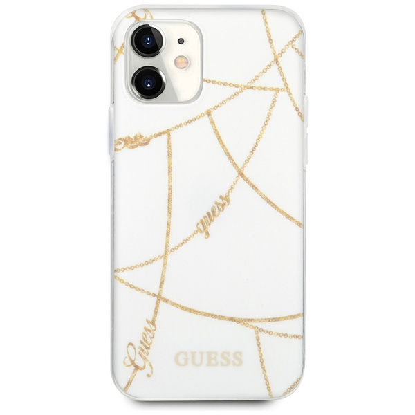 Guess GUHCP12SPCUCHWH iPhone12 mini 5,4" biały/white hardcase Gold Chain Collection