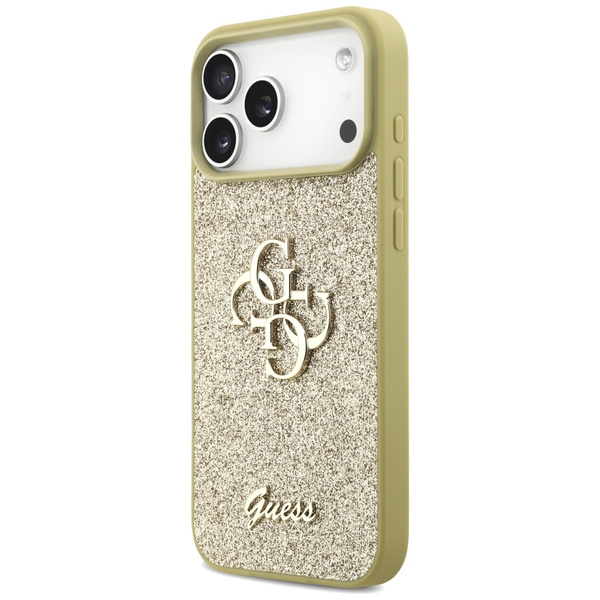 Etui Guess Fixed Glitter Big 4G do       iPhone 17 Pro Max złoty