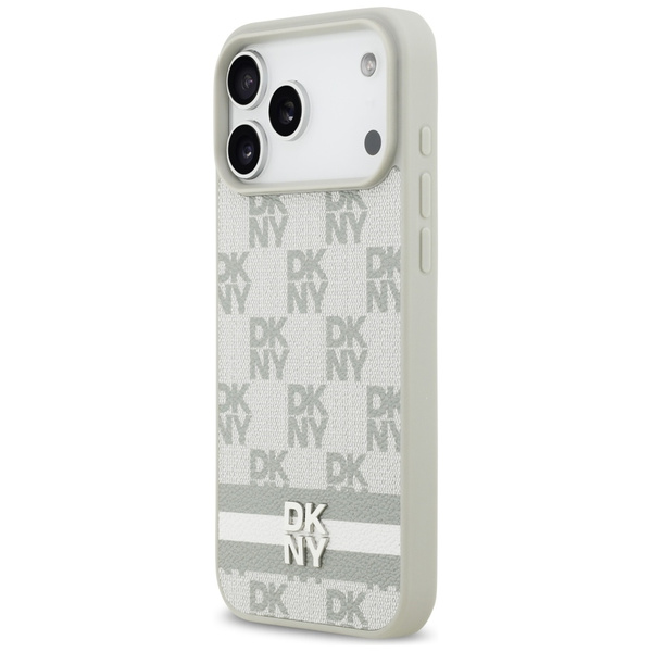 Etui DKNY Checkered with Printed Stripes do iPhone 17 Pro Max beżowy