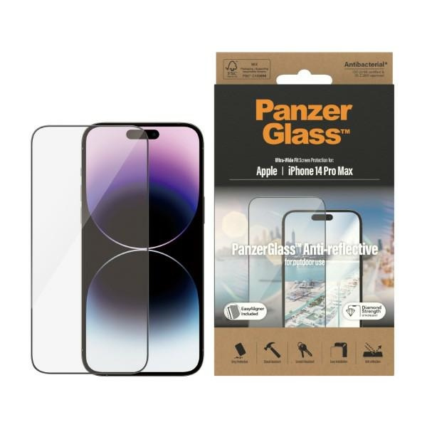 PanzerGlass Ultra-Wide Fit iPhone 14 Pro Max 6,7" Screen Protection Anti-reflective Antibacterial Easy Aligner Included 2790