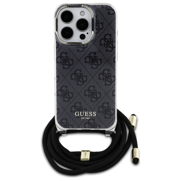 Guess GUHCP16LHC4SEK iPhone 16 Pro 6.3"  czarny/black hardcase Crossbody Cord 4G Print