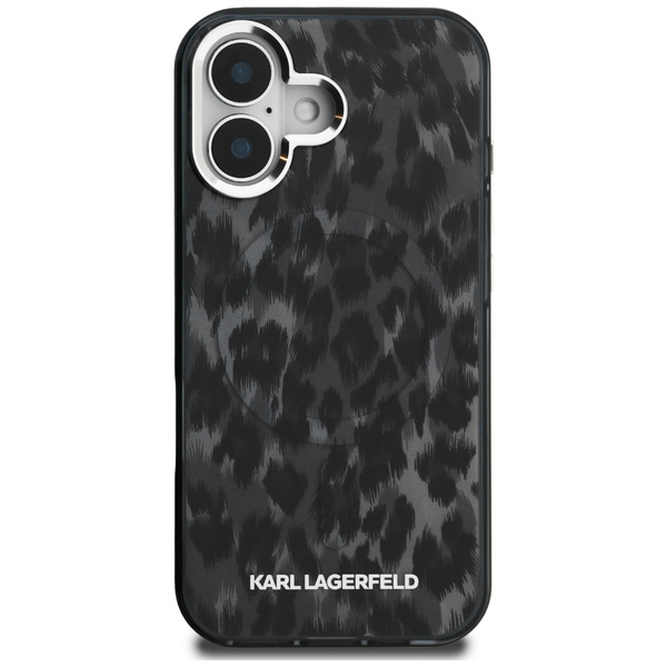 Etui Karl Lagerfeld IML Leopard Pattern  MagSafe do iPhone 16 czarny