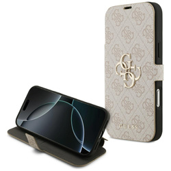 Etui Guess Book 4G Metal Logo do iPhone 17 Pro Max różowy