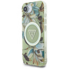 Etui Guess IML Metal Glitter Flowers     Triangle MagSafe do iPhone 16e zielony