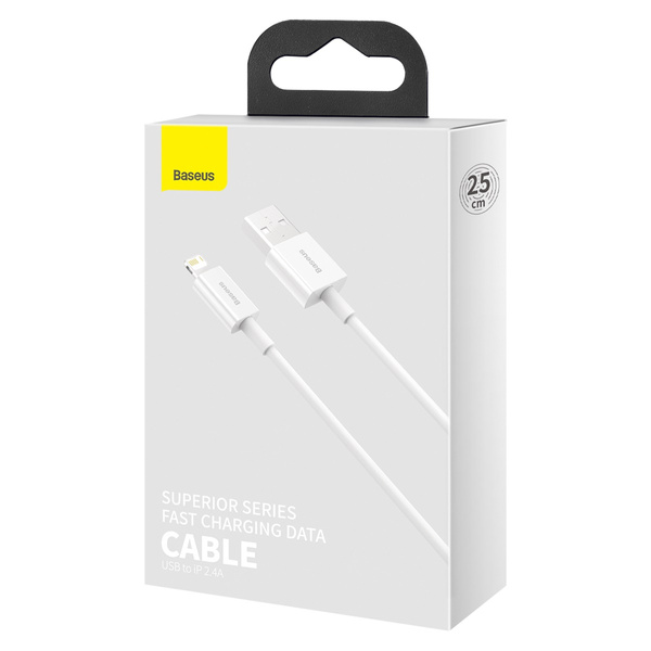 Baseus kabel Superior USB - Lightning 0,25 m 2,4A biały