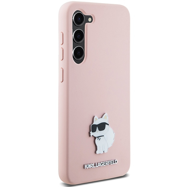 Karl Lagerfeld Silicone Choupette Metal Pin case for Samsung Galaxy S23 - pink