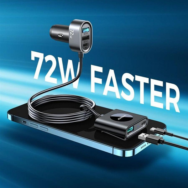 Joyroom ładowarka samochodowa 2xPD + 2xQC3.0 72W 1,5m czarna (JR-CL05)