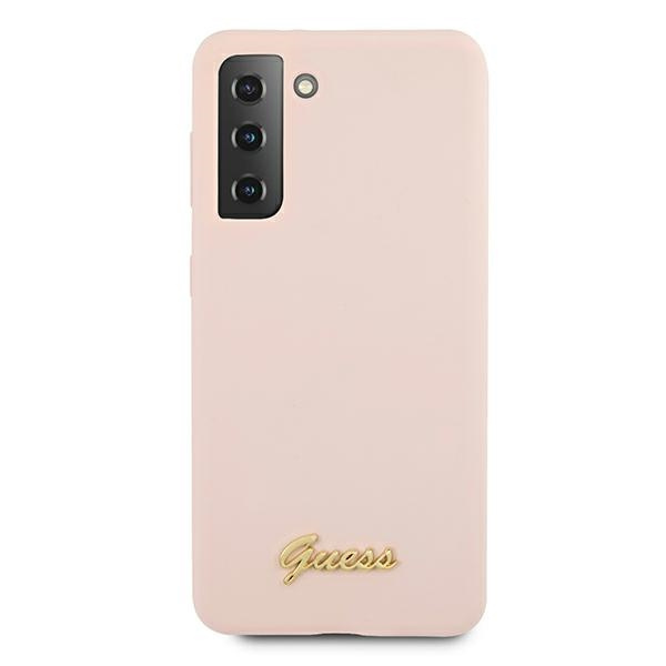 Guess GUHCS21MLSLMGLP S21+ G996różowy/pink hardcase Silicone Script Metal Logo