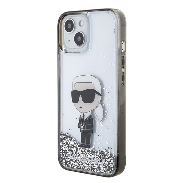 Etui Karl Lagerfeld Liquid Glitter Ikonik do iPhone 15 - przezroczyste