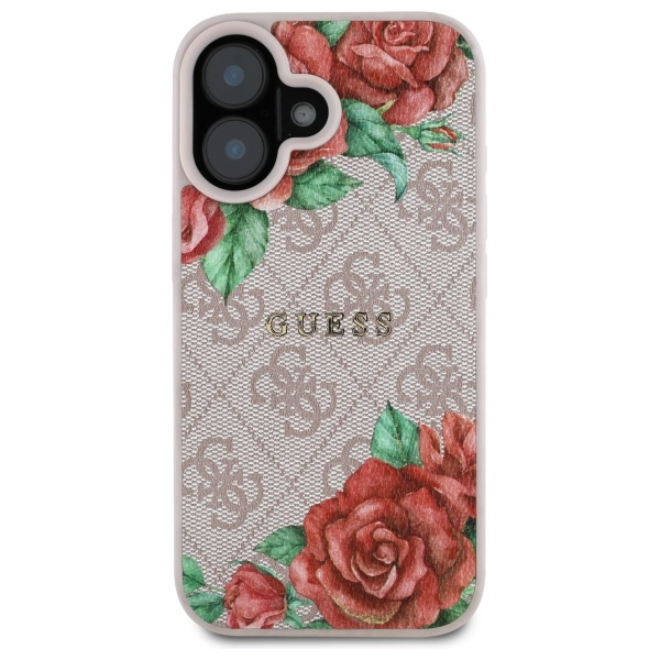 Guess GUHMP16SP4ROPEMCP iPhone 16 6.1"   różowy/pink hardcase 4G Flowers Print MagSafe