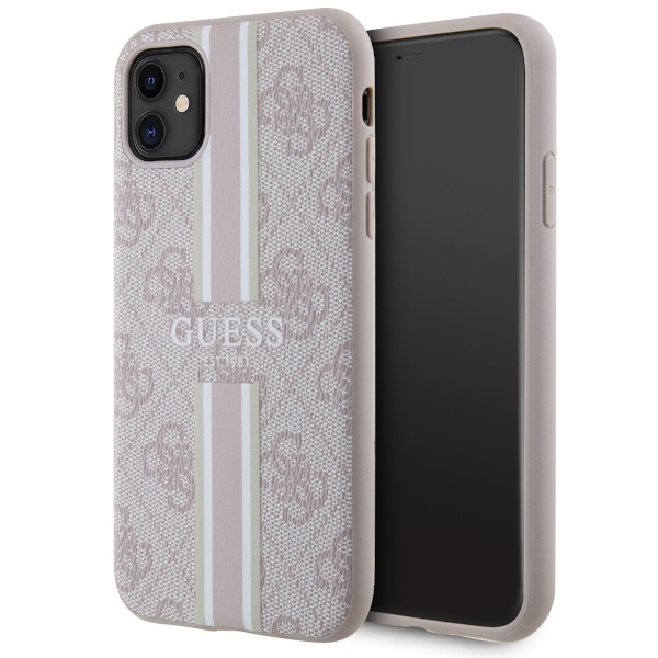 Guess GUHMN61P4RPSP iPhone 11 / Xrróżowy/pink hardcase 4G Printed Stripes MagSafe