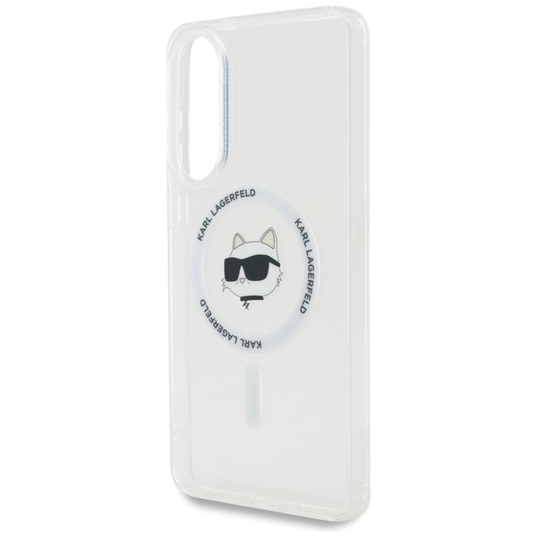 Etui Karl Lagerfeld Button Choupette     Head Printed Logo MagSafe do Samsung Galaxy S25 Edge biały