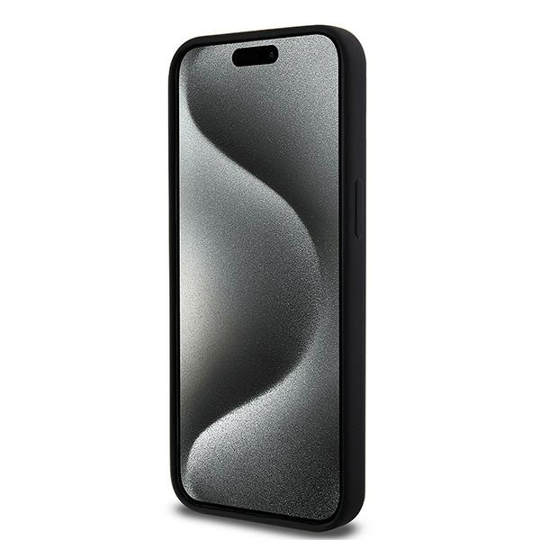 DKNY DKHMP15XSNYACH iPhone 15 Pro Max6.7" czarny/black hardcase Liquid Silicone White Printed Logo MagSafe
