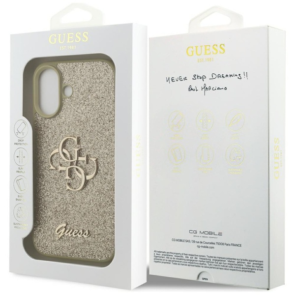 Etui Guess Fixed Glitter Big 4G do       iPhone 17 złoty