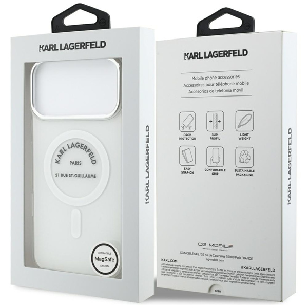 Etui Karl Lagerfeld IML Karl RSG Logo    MagSafe do iPhone 17 Pro Max przezroczysty
