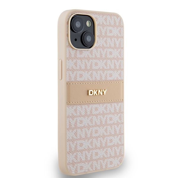 DKNY DKHCP14SPRTHSLP iPhone 14 / 15 / 136.1" różowy/pink hardcase Leather Mono Stripe & Metal Logo