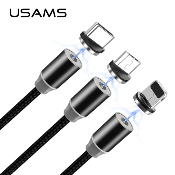 USAMS Kabel magnetyczny U-Sure USB-C1m 2.1A pleciony czarny/black SJ293USB01 (US-SJ293)