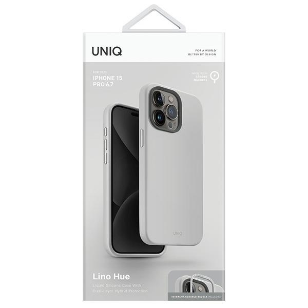 Etui UNIQ Lino Hue Magclick Charging do iPhone 15 Pro Max - jasnoszare