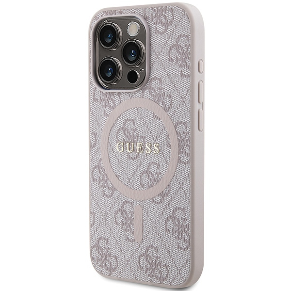 Guess GUHMP15XG4GFRP iPhone 15 Pro Max 6.7" różowy/pink hardcase 4G Collection Leather Metal Logo MagSafe