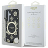 Etui Guess 4G Background Gold             Electroplated Peony Pattern MagSafe do Samsung Galaxy S25 czarny