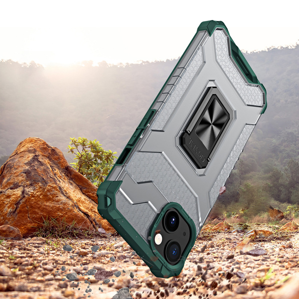 CRYSTAL RING CASE KICKSTAND TOUGH RUGGED COVER FOR IPHONE 13 GREEN