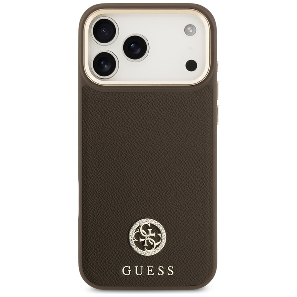 Etui Guess Grained Strass Logo MagSafe   do iPhone 17 Pro Max brązowy
