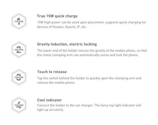 BASEUS MILKY WAY 15W WIRELESS QI CAR CHARGER PHONE AUTOMATIC HOLDER BLACK (WXHW02-01)