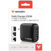 Ładowarka sieciowa Verbatim Mini GaN     100W 3xUSB-C PD/1x USB-A QC czarny 32231