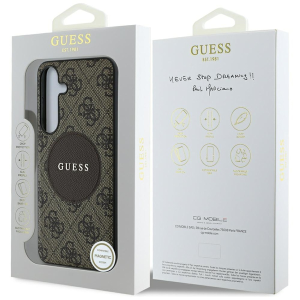 Etui Guess 4G Round Patch Classic Logo   MagSafe do Samsung Galaxy S25+ brązowy